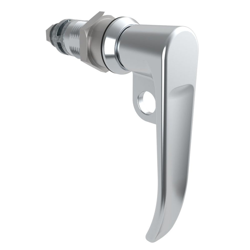 SOUTHCO Quarter-Turn Cam Latch, L-Handle, Pad Locking, Sealed, Zinc Alloy, Chrome Plated, Bright [E5-7A-702-UU3]