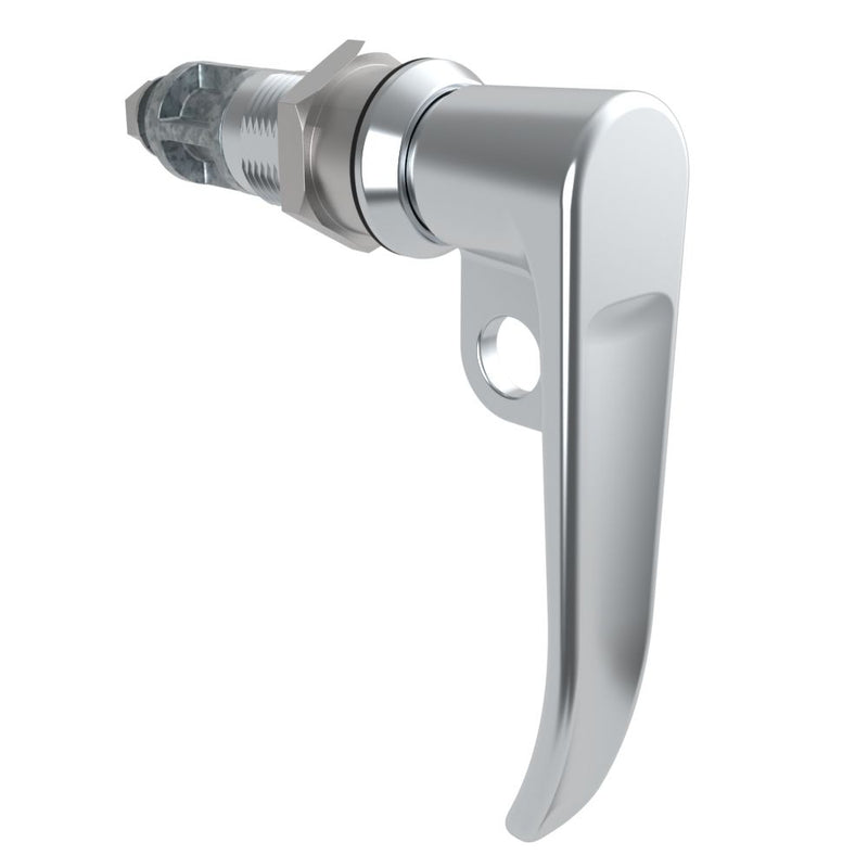 SOUTHCO Quarter-Turn Cam Latch, L-Handle, Pad Locking, Sealed, Zinc Alloy, Chrome Plated, Bright [E5-7A-702-UU4]