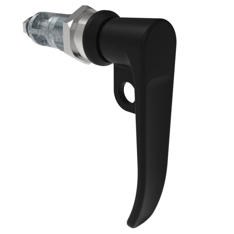 SOUTHCO Quarter-Turn Cam Latch, L-Handle, Pad Locking, Sealed, Zinc Alloy, Powder Coat, Black [E5-7A-705-UU4]