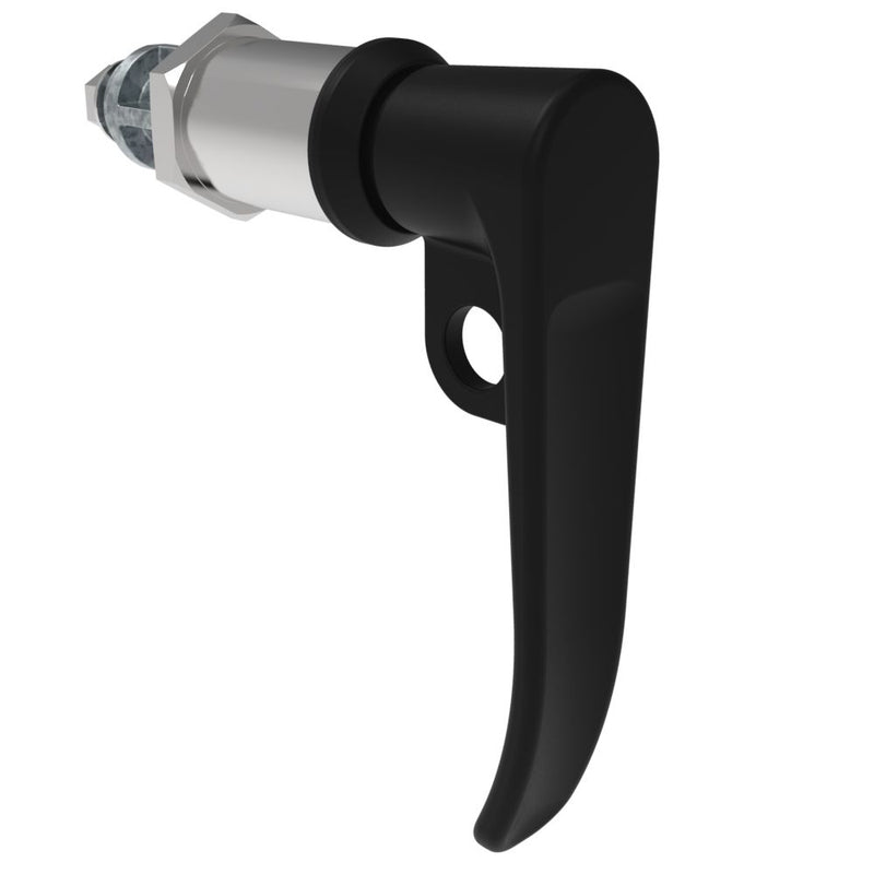 SOUTHCO Quarter-Turn Cam Latch, L-Handle, Pad Locking, Sealed, Zinc Alloy, Powder Coat, Black [E5-7A-705-UU5]