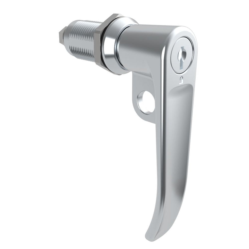SOUTHCO Quarter-Turn Cam Latch, Key Locking (CH751), L-Handle, Pad Locking, Sealed, Zinc Alloy, Chrome Plated, Bright [E5-7A-712-UU1-10]