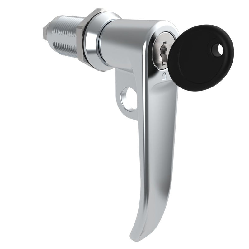 SOUTHCO Quarter-Turn Cam Latch, Key Locking (CH751), L-Handle, Pad Locking, Sealed, Zinc Alloy, Chrome Plated, Bright [E5-7A-712-UU1-13]