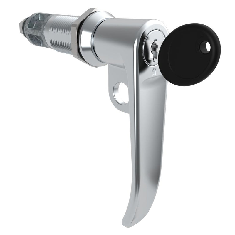 SOUTHCO Quarter-Turn Cam Latch, Key Locking (CH751), L-Handle, Pad Locking, Sealed, Zinc Alloy, Chrome Plated, Bright [E5-7A-712-UU2-13]