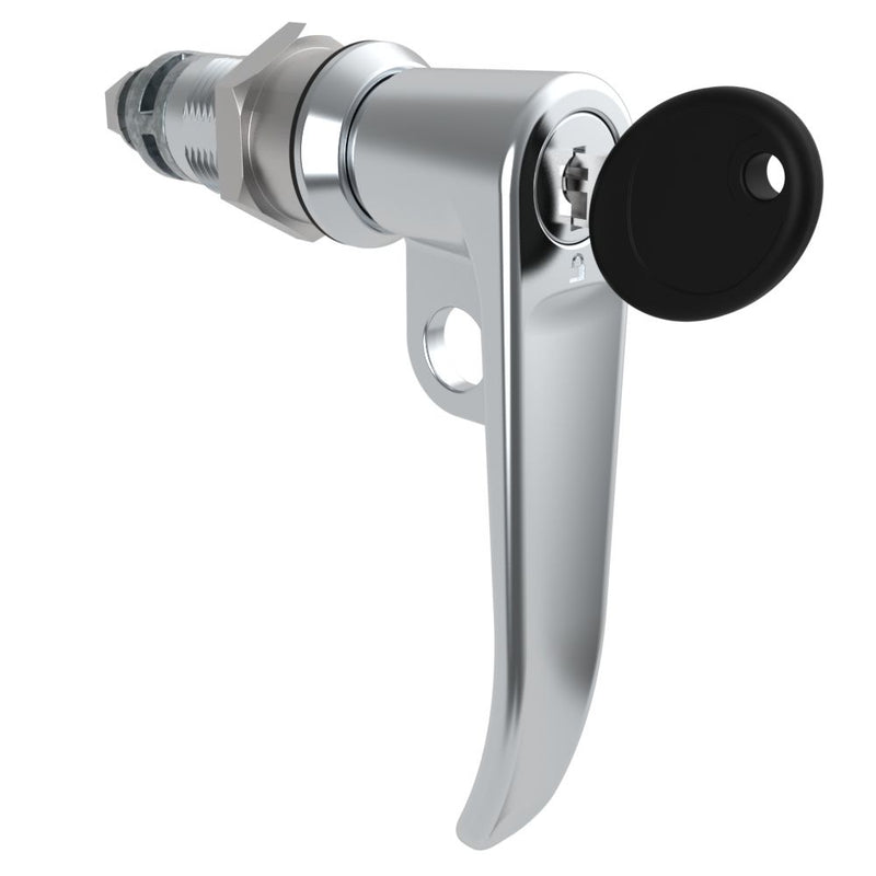 SOUTHCO Quarter-Turn Cam Latch, Key Locking (CH751), L-Handle, Pad Locking, Sealed, Zinc Alloy, Chrome Plated, Bright [E5-7A-712-UU3-13]