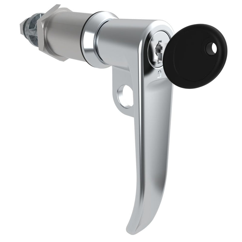 SOUTHCO Quarter-Turn Cam Latch, Key Locking (CH751), L-Handle, Pad Locking, Sealed, Zinc Alloy, Chrome Plated, Bright [E5-7A-712-UU5-13]
