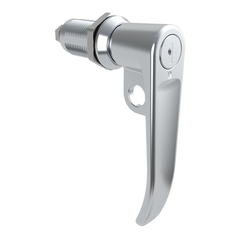 SOUTHCO Quarter-Turn Cam Latch, Key Locking (Reversible Key), L-Handle, Pad Locking, Sealed, Zinc Alloy, Chrome Plated, Bright [E5-7A-722-UU1-10]