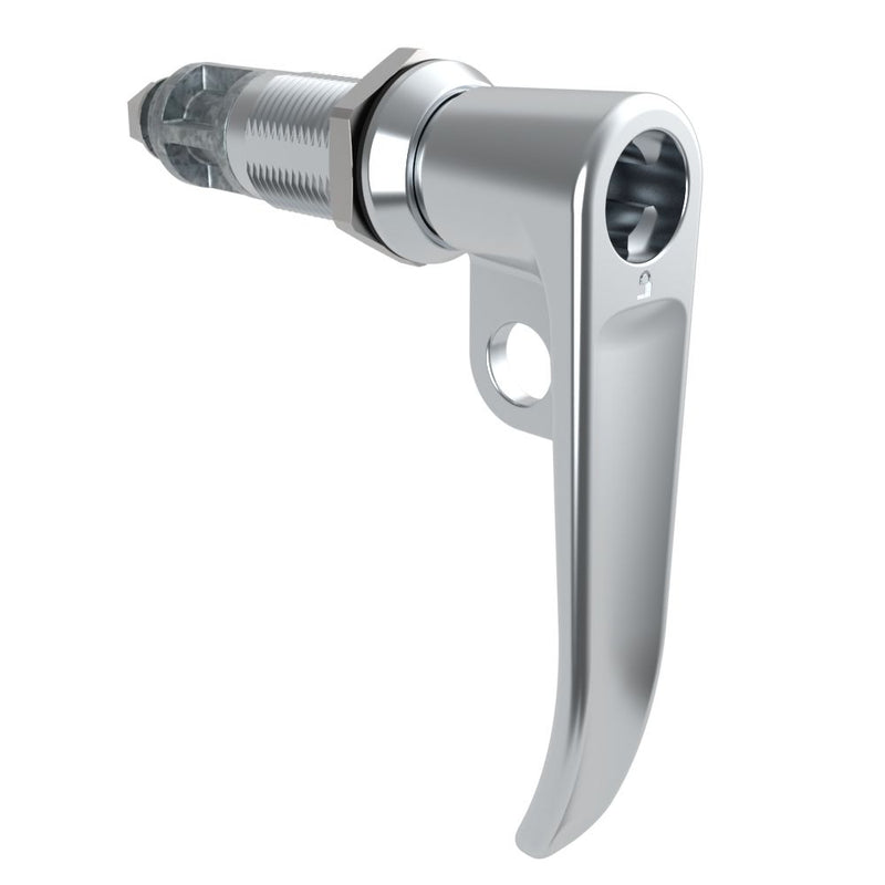 SOUTHCO Quarter-Turn Cam Latch, Key Locking (without lock core), L-Handle, Pad Locking, Sealed, Zinc Alloy, Chrome Plated, Bright [E5-7A-732-UU2]
