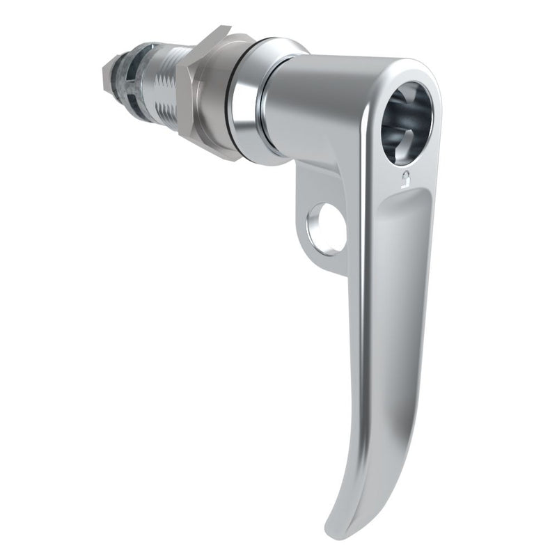 SOUTHCO Quarter-Turn Cam Latch, Key Locking (without lock core), L-Handle, Pad Locking, Sealed, Zinc Alloy, Chrome Plated, Bright [E5-7A-732-UU3]