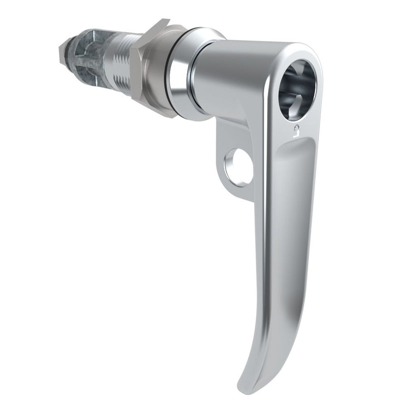 SOUTHCO Quarter-Turn Cam Latch, Key Locking (without lock core), L-Handle, Pad Locking, Sealed, Zinc Alloy, Chrome Plated, Bright [E5-7A-732-UU4]