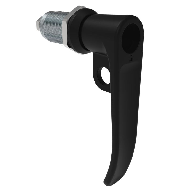 SOUTHCO Quarter-Turn Cam Latch, Key Locking (without lock core), L-Handle, Pad Locking, Sealed, Zinc Alloy, Powder Coat, Black [E5-7A-735-UU1]