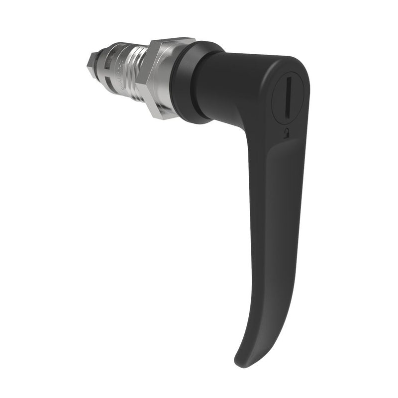 SOUTHCO Quarter-Turn Cam Latch, Slotted Tool Access, L-Handle, Without Cam, Sealed, Zinc Alloy, Powder Coat, Black [E5-9A-1005-UU3]
