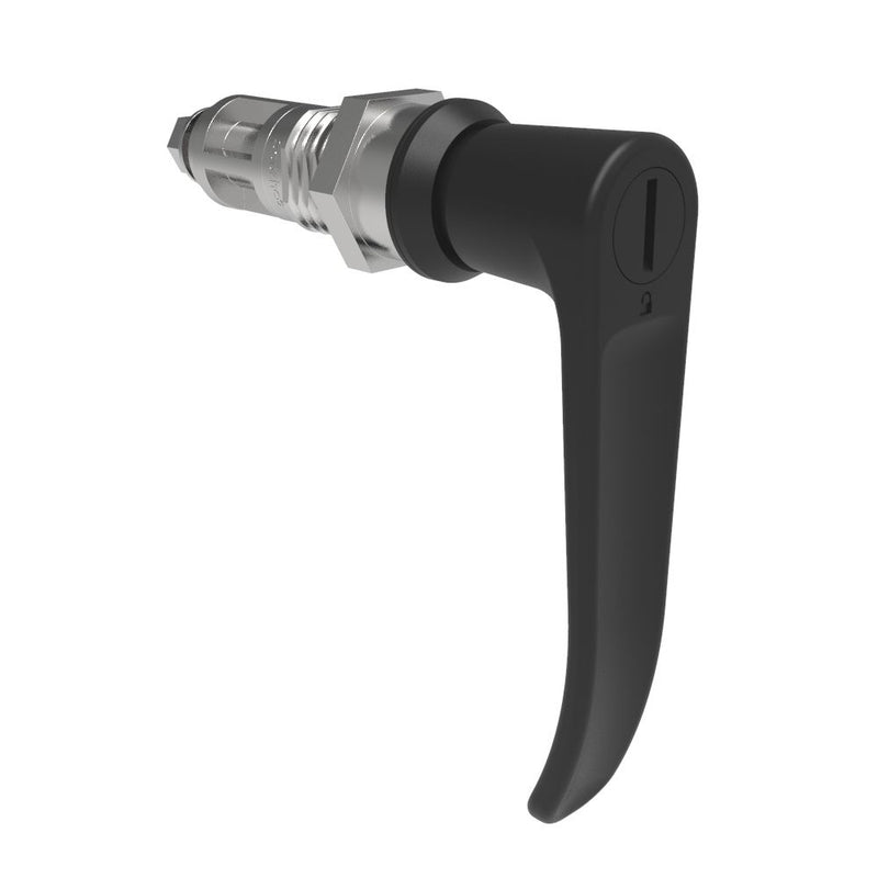 SOUTHCO Quarter-Turn Cam Latch, Slotted Tool Access, L-Handle, Without Cam, Sealed, Zinc Alloy, Powder Coat, Black [E5-9A-1005-UU4]