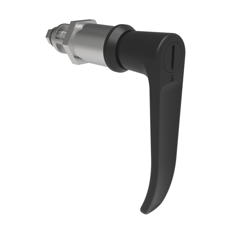 SOUTHCO Quarter-Turn Cam Latch, Slotted Tool Access, L-Handle, Without Cam, Sealed, Zinc Alloy, Powder Coat, Black [E5-9A-1005-UU5]