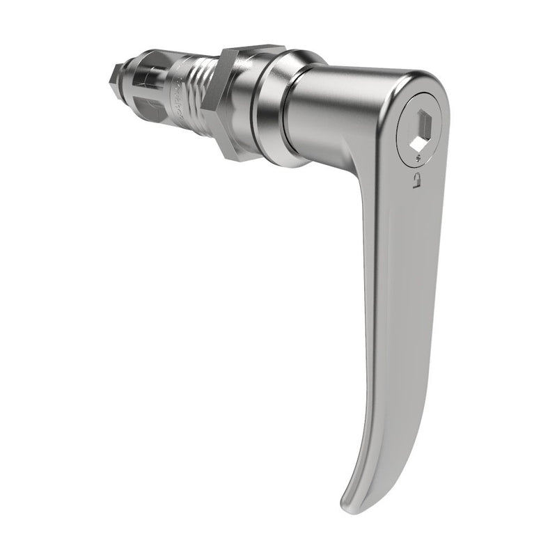 SOUTHCO Quarter-Turn Cam Latch, 8 mm Hex Tool Access, L-Handle, Without Cam, Sealed, Zinc Alloy, Chrome Plated, Bright [E5-9A-1012-UU4]