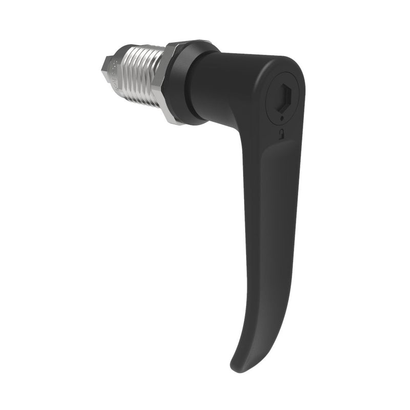 SOUTHCO Quarter-Turn Cam Latch, 8 mm Hex Tool Access, L-Handle, Without Cam, Sealed, Zinc Alloy, Powder Coat, Black [E5-9A-1015-UU1]
