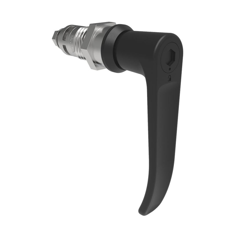 SOUTHCO Quarter-Turn Cam Latch, 8 mm Hex Tool Access, L-Handle, Without Cam, Sealed, Zinc Alloy, Powder Coat, Black [E5-9A-1015-UU3]