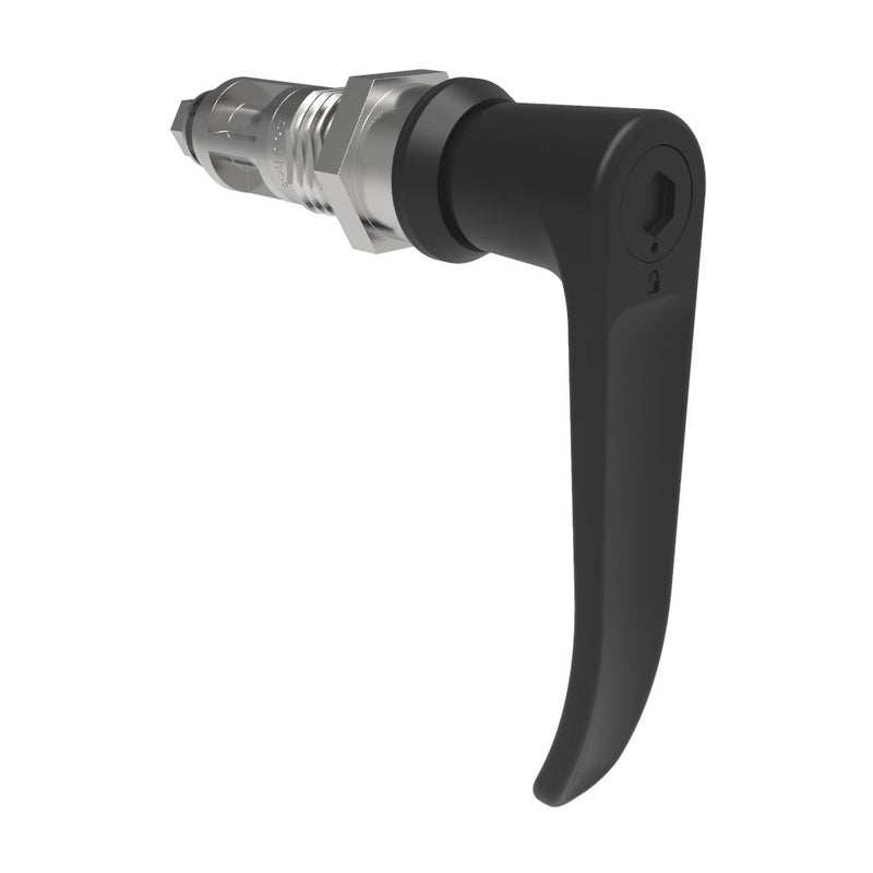 SOUTHCO Quarter-Turn Cam Latch, 8 mm Hex Tool Access, L-Handle, Without Cam, Sealed, Zinc Alloy, Powder Coat, Black [E5-9A-1015-UU4]
