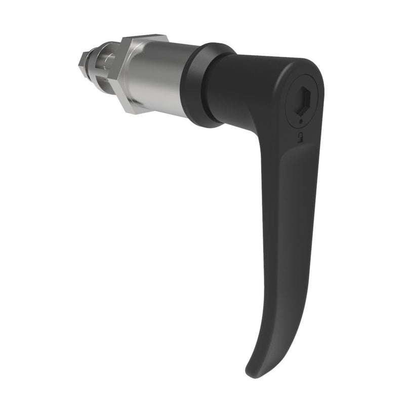 SOUTHCO Quarter-Turn Cam Latch, 8 mm Hex Tool Access, L-Handle, Without Cam, Sealed, Zinc Alloy, Powder Coat, Black [E5-9A-1015-UU5]