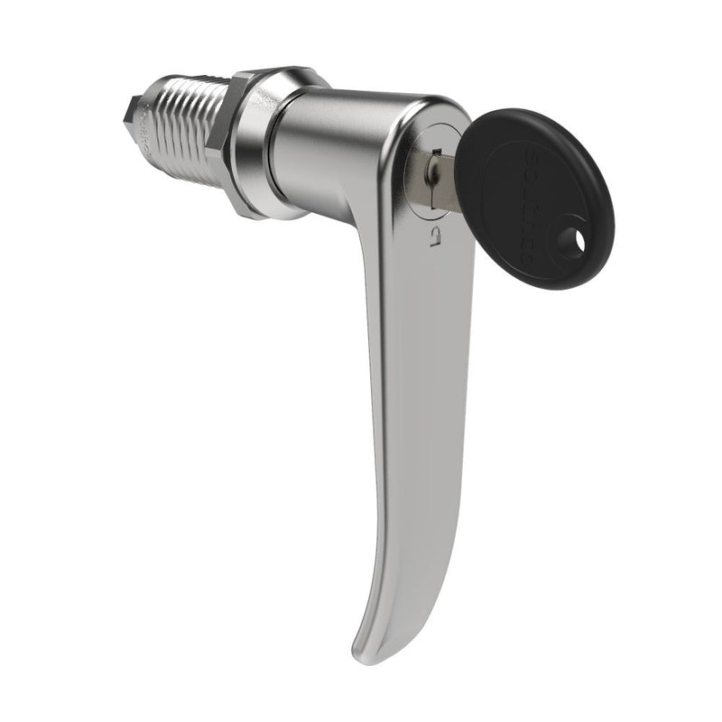 SOUTHCO Quarter-Turn Cam Latch, Key Locking (CH751), L-Handle, Without Cam, Sealed, Zinc Alloy, Chrome Plated, Bright [E5-9A-712-UU1-13]