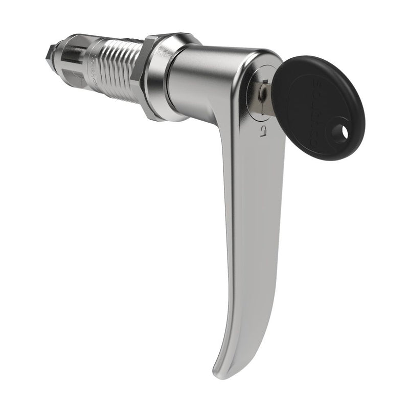 SOUTHCO Quarter-Turn Cam Latch, Key Locking (CH751), L-Handle, Without Cam, Sealed, Zinc Alloy, Chrome Plated, Bright [E5-9A-712-UU2-13]