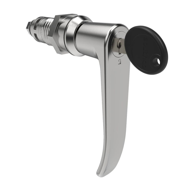 SOUTHCO Quarter-Turn Cam Latch, Key Locking (CH751), L-Handle, Without Cam, Sealed, Zinc Alloy, Chrome Plated, Bright [E5-9A-712-UU3-13]