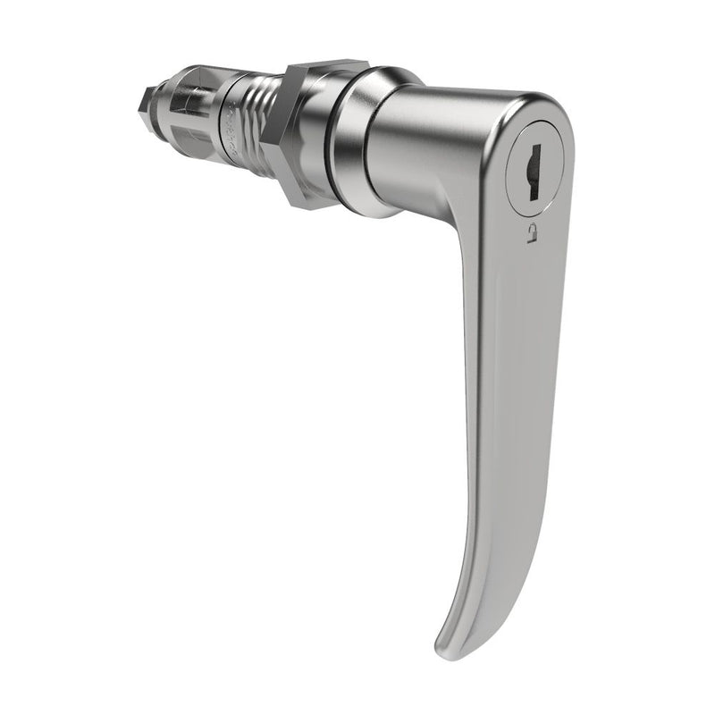 SOUTHCO Quarter-Turn Cam Latch, Key Locking (CH751), L-Handle, Without Cam, Sealed, Zinc Alloy, Chrome Plated, Bright [E5-9A-712-UU4-10]