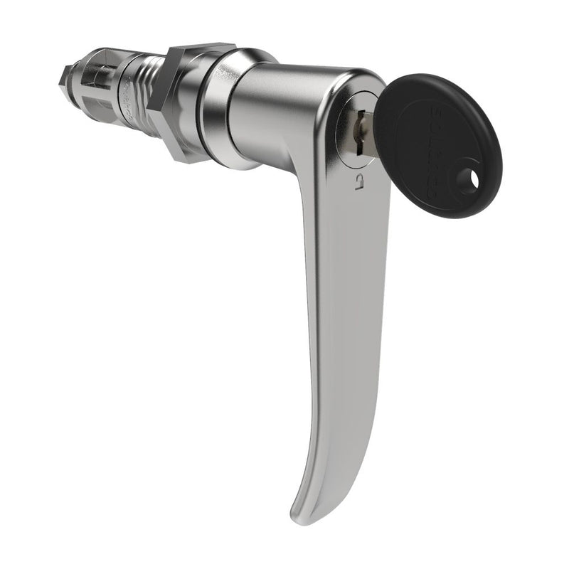 SOUTHCO Quarter-Turn Cam Latch, Key Locking (CH751), L-Handle, Without Cam, Sealed, Zinc Alloy, Chrome Plated, Bright [E5-9A-712-UU4-13]