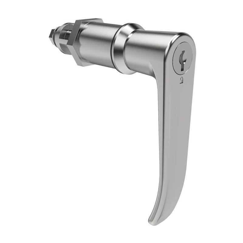 SOUTHCO Quarter-Turn Cam Latch, Key Locking (CH751), L-Handle, Without Cam, Sealed, Zinc Alloy, Chrome Plated, Bright [E5-9A-712-UU5-10]