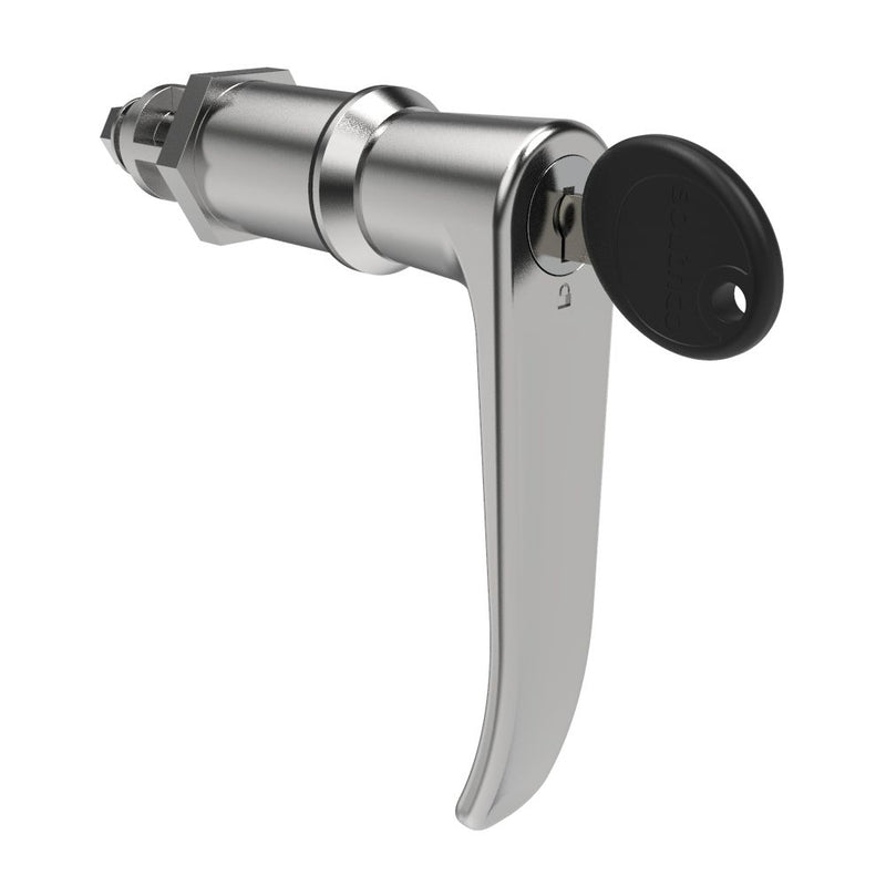 SOUTHCO Quarter-Turn Cam Latch, Key Locking (CH751), L-Handle, Without Cam, Sealed, Zinc Alloy, Chrome Plated, Bright [E5-9A-712-UU5-13]