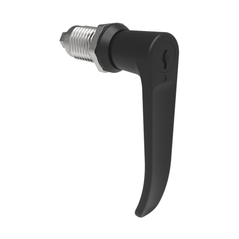 SOUTHCO Quarter-Turn Cam Latch, Key Locking (CH751), L-Handle, Without Cam, Sealed, Zinc Alloy, Powder Coat, Black [E5-9A-715-UU1-10]