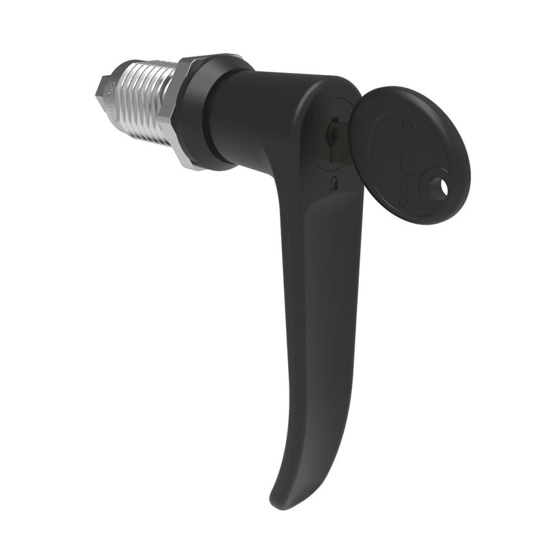 SOUTHCO Quarter-Turn Cam Latch, Key Locking (CH751), L-Handle, Without Cam, Sealed, Zinc Alloy, Powder Coat, Black [E5-9A-715-UU1-13]