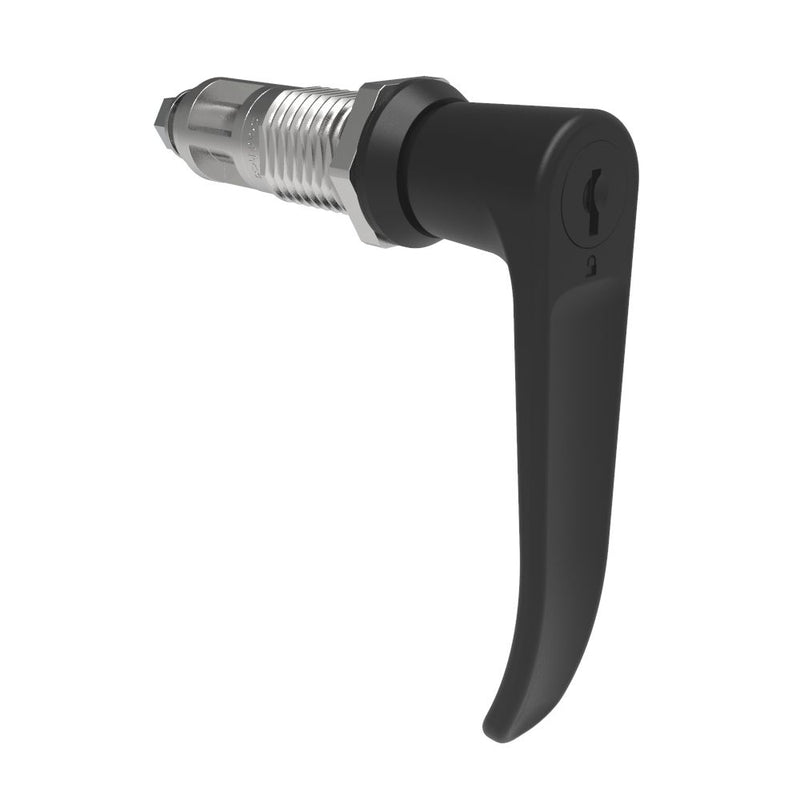 SOUTHCO Quarter-Turn Cam Latch, Key Locking (CH751), L-Handle, Without Cam, Sealed, Zinc Alloy, Powder Coat, Black [E5-9A-715-UU2-10]