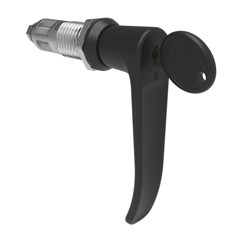 SOUTHCO Quarter-Turn Cam Latch, Key Locking (CH751), L-Handle, Without Cam, Sealed, Zinc Alloy, Powder Coat, Black [E5-9A-715-UU2-13]