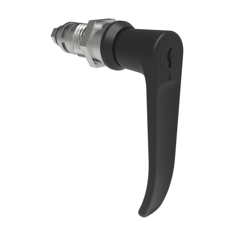 SOUTHCO Quarter-Turn Cam Latch, Key Locking (CH751), L-Handle, Without Cam, Sealed, Zinc Alloy, Powder Coat, Black [E5-9A-715-UU3-10]