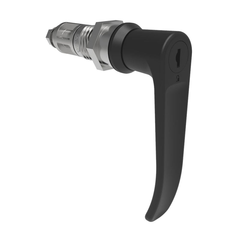 SOUTHCO Quarter-Turn Cam Latch, Key Locking (CH751), L-Handle, Without Cam, Sealed, Zinc Alloy, Powder Coat, Black [E5-9A-715-UU4-10]