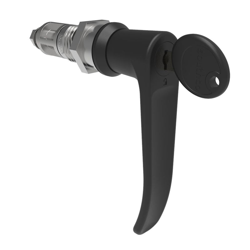 SOUTHCO Quarter-Turn Cam Latch, Key Locking (CH751), L-Handle, Without Cam, Sealed, Zinc Alloy, Powder Coat, Black [E5-9A-715-UU4-13]