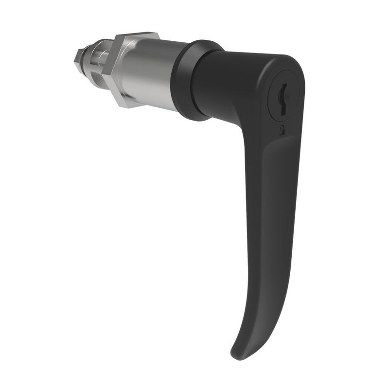 SOUTHCO Quarter-Turn Cam Latch, Key Locking (CH751), L-Handle, Without Cam, Sealed, Zinc Alloy, Powder Coat, Black [E5-9A-715-UU5-10]