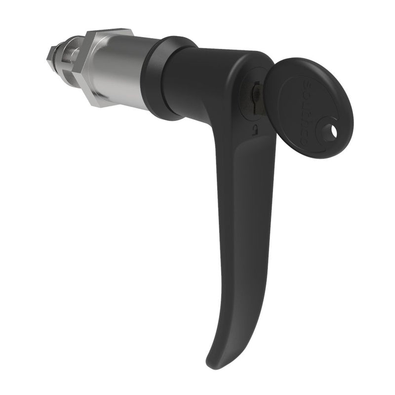 SOUTHCO Quarter-Turn Cam Latch, Key Locking (CH751), L-Handle, Without Cam, Sealed, Zinc Alloy, Powder Coat, Black [E5-9A-715-UU5-13]