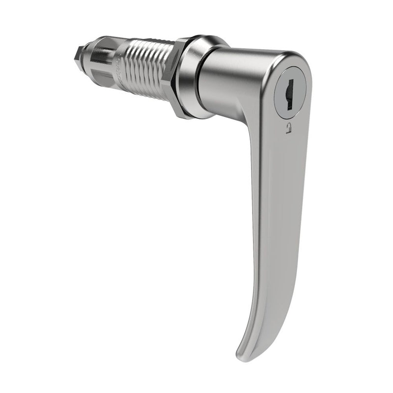 SOUTHCO Quarter-Turn Cam Latch, Key Locking (Reversible Key), L-Handle, Without Cam, Sealed, Zinc Alloy, Chrome Plated, Bright [E5-9A-722-UU2-10]