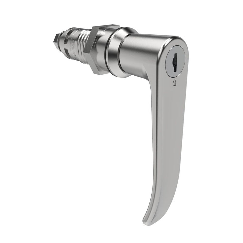 SOUTHCO Quarter-Turn Cam Latch, Key Locking (Reversible Key), L-Handle, Without Cam, Sealed, Zinc Alloy, Chrome Plated, Bright [E5-9A-722-UU3-10]