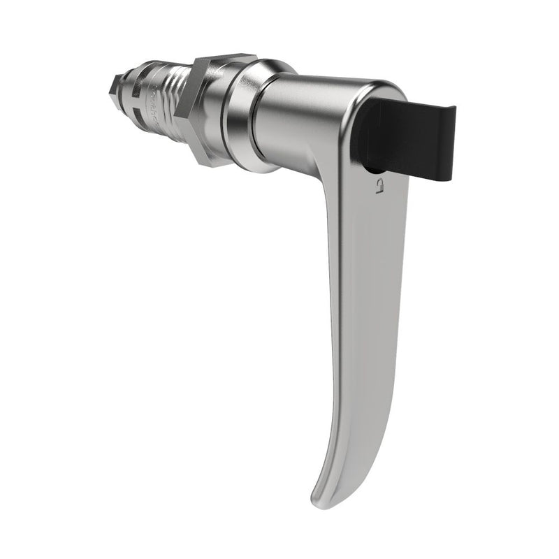 SOUTHCO Quarter-Turn Cam Latch, Key Locking (without lock core), L-Handle, Without Cam, Sealed, Zinc Alloy, Chrome Plated, Bright [E5-9A-732-UU3]