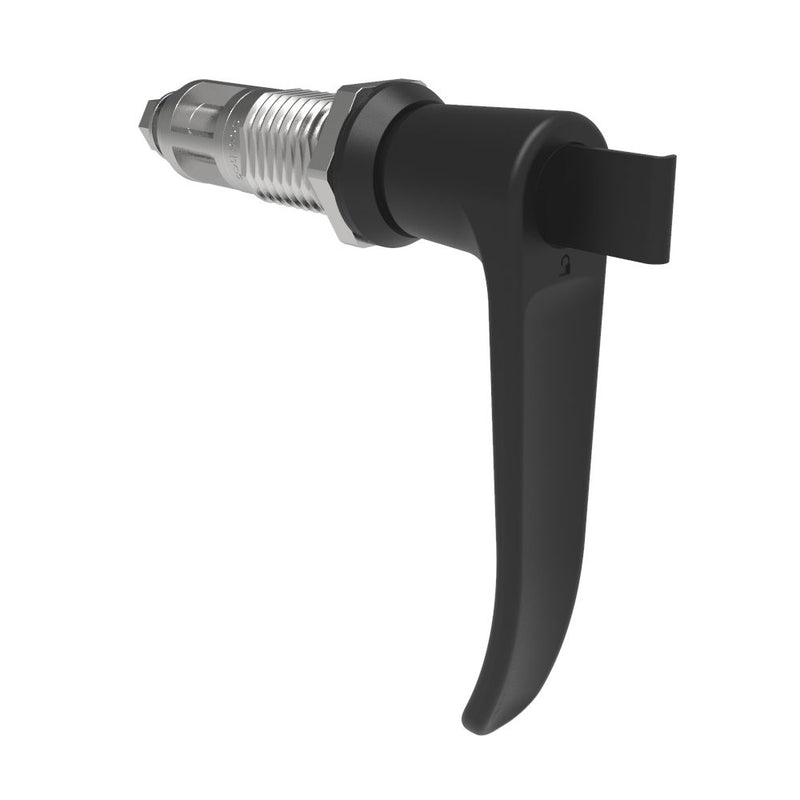 SOUTHCO Quarter-Turn Cam Latch, Key Locking (without lock core), L-Handle, Without Cam, Sealed, Zinc Alloy, Powder Coat, Black [E5-9A-735-UU2]