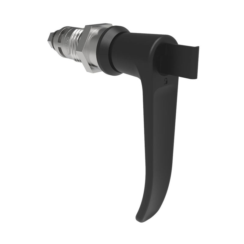 SOUTHCO Quarter-Turn Cam Latch, Key Locking (without lock core), L-Handle, Without Cam, Sealed, Zinc Alloy, Powder Coat, Black [E5-9A-735-UU3]