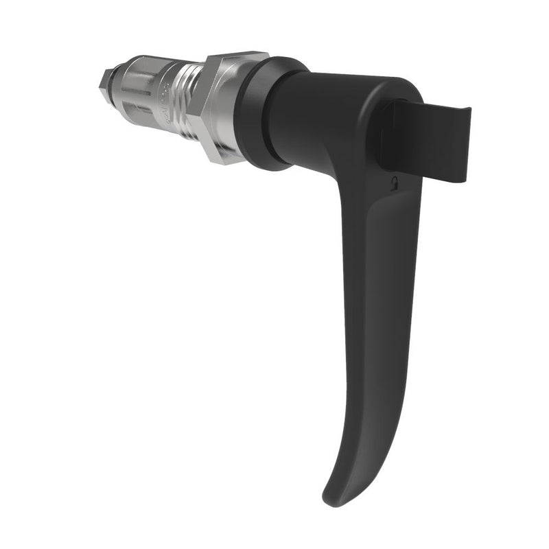 SOUTHCO Quarter-Turn Cam Latch, Key Locking (without lock core), L-Handle, Without Cam, Sealed, Zinc Alloy, Powder Coat, Black [E5-9A-735-UU4]
