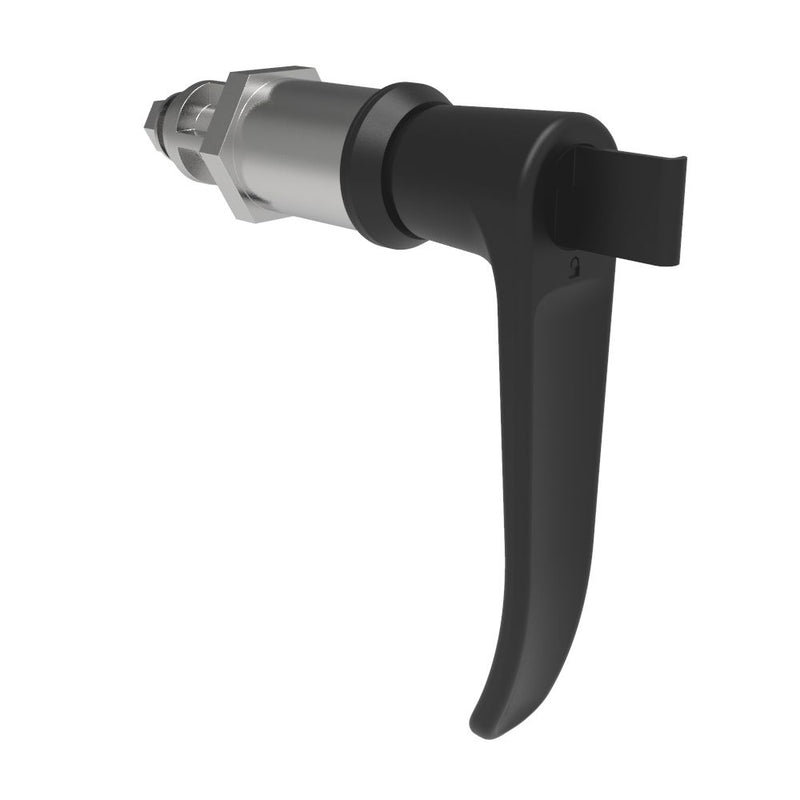 SOUTHCO Quarter-Turn Cam Latch, Key Locking (without lock core), L-Handle, Without Cam, Sealed, Zinc Alloy, Powder Coat, Black [E5-9A-735-UU5]