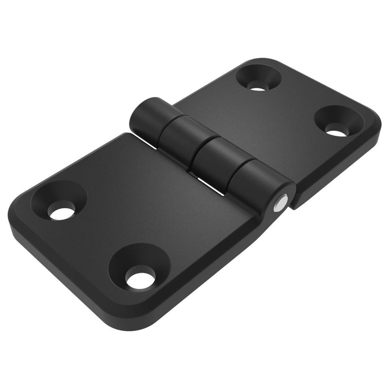 SOUTHCO Surface Mount Hinge, 60 mm (2.36 in) size, with Mounting Holes, Zinc Alloy, Powder Coated, Black [EH-7A-6V12-50]