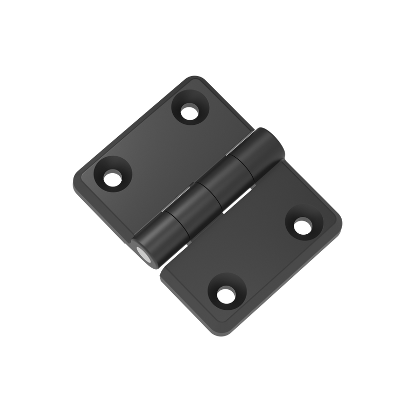 SOUTHCO Surface Mount Hinge, 60 mm (2.36 in) size, with Mounting Holes, Zinc Alloy, Powder Coated, Black [EH-7A-6V8-50]