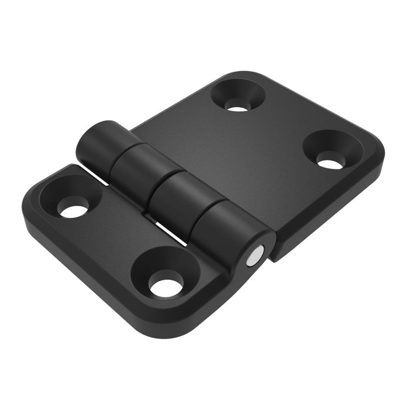 SOUTHCO Surface Mount Hinge, 60 mm (2.36 in) size, with Mounting Holes, Zinc Alloy, Powder Coated, Black [EH-7E-6V9-50]