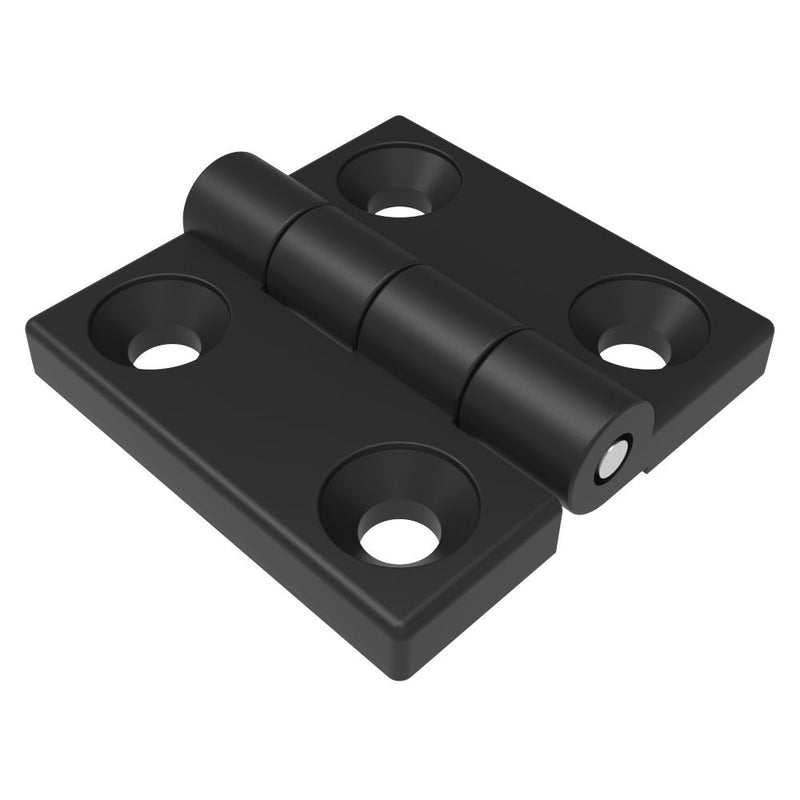 SOUTHCO Surface Mount Hinge, 40 mm size, with Mounting CSK Holes, Zinc Alloy, Black Powder coated [EH-DHFM-40]