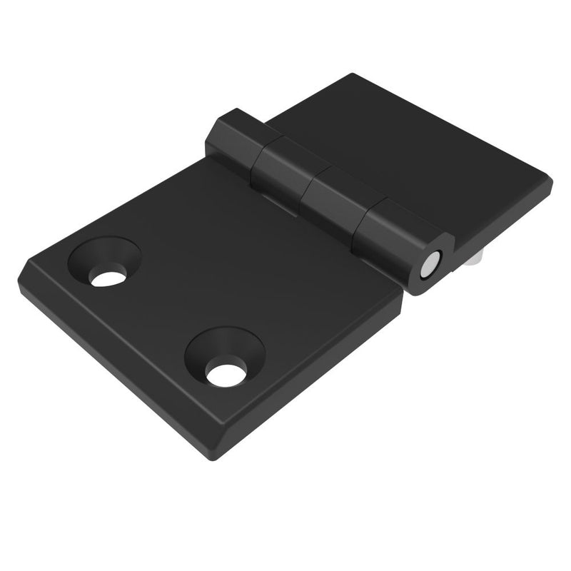 SOUTHCO Surface Mount Hinge, 50 mm size, with Mounting CSK Holes and Stud Mount, Zinc Alloy, Black Powder coated [EH-DHFM-5087-SH]